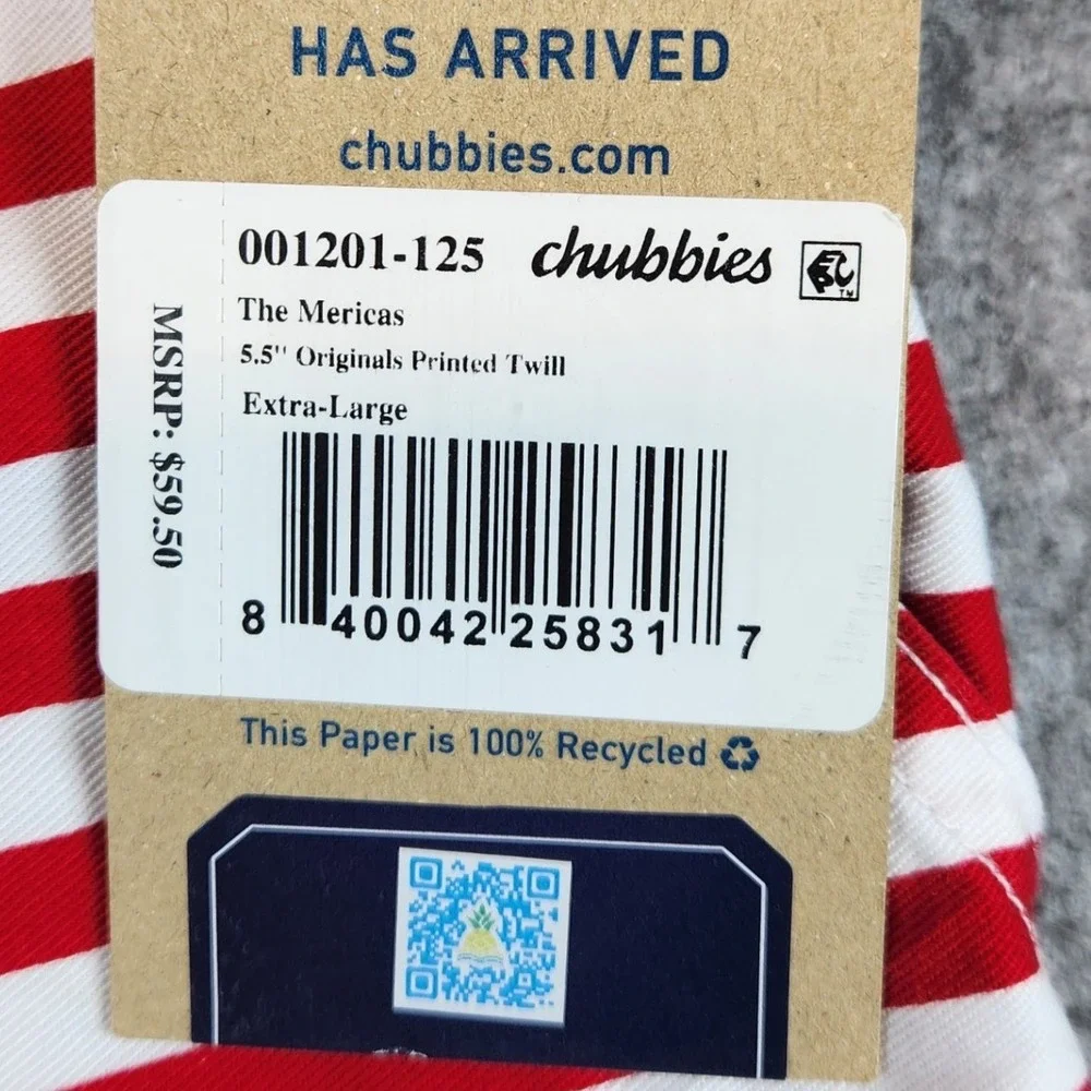 NWT Chubbies The Mericas Shorts Men XL Red White Blue Patriotic USA 5.5 Flag